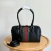 Gucci Borsetto Medium Boston Bag Black Leather 11 Inches 866732 AAGIQ 1053