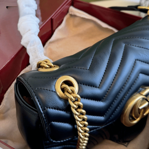 Gucci Gg Marmont Medium Matelassé Shoulder Bag Black 10.2 Inches