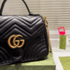 Gucci Gg Marmont Top Handle Chain Shoulder Bag Black 10.6 Inches