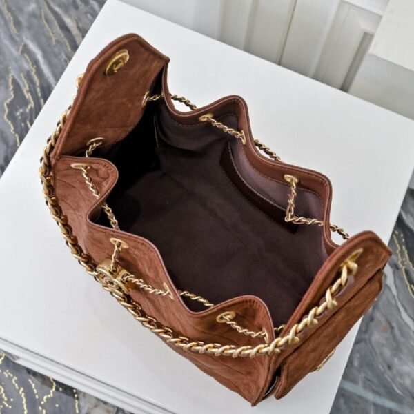 Chanel 25 Small Handbag Gold Tone Metal Brown 9.8 Inches