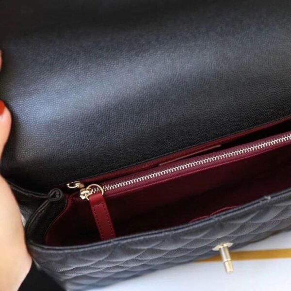 Chanel Large Flap Bag With Top Handle Black 11 Inches A92991