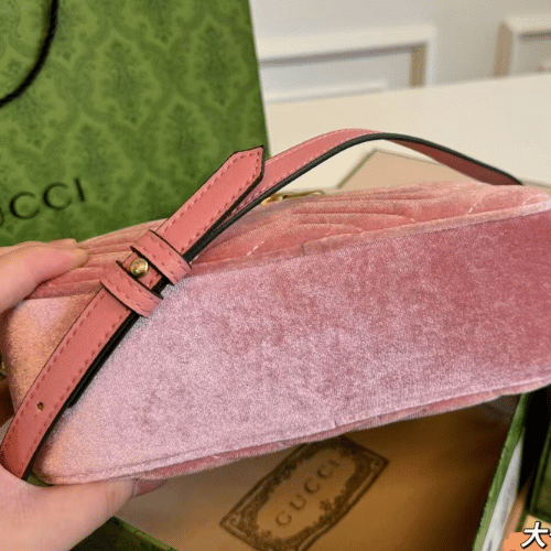 Gucci Gg Marmont Velvet Camera Bag Pink 9.4 Inches