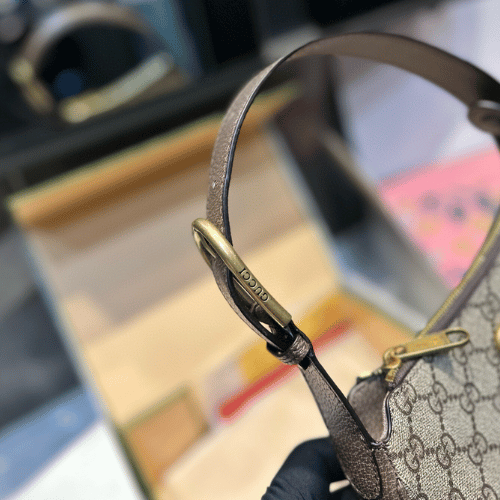 Gucci Tiger Head Gg Small Shoulder Bag Beige 8.6 Inches