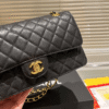 Chanel Medium Classic Handbag Grained And Gold Tone Metal Black 10.2 Inches A01113 Y01864 C3906