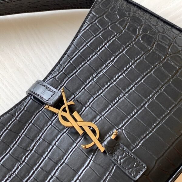 [Premium Quality] – Saint Laurent Le 5 À 7 Hobo Bag Black Croc 9.4 Inches 657228Dzesw1062
