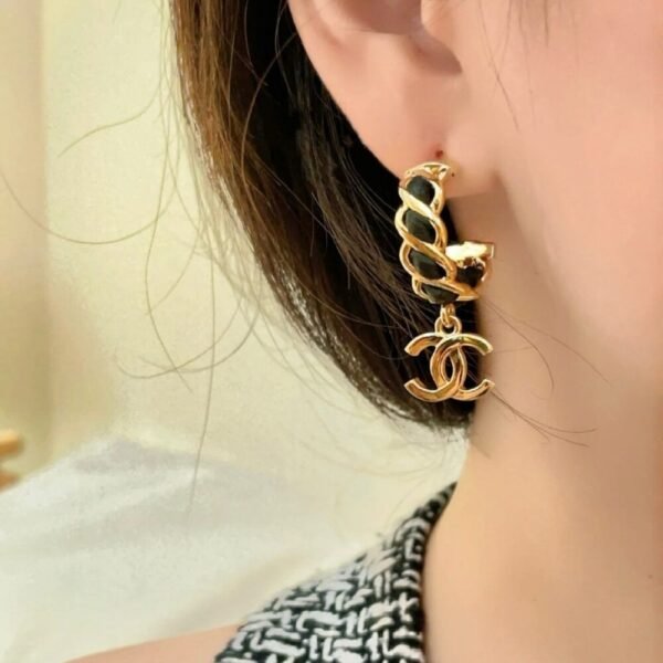 Chanel Chain CC Small Hoop Earrings Gold