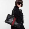 Gucci Borsetto Large Boston Bag Black Leather 15.2 Inches 866734 AAGIQ 1053