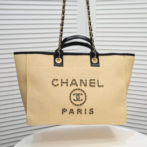 6-9 Chanel Deauville Large Shopping Bag Beige 38Cm A66941 B05086 Nb586