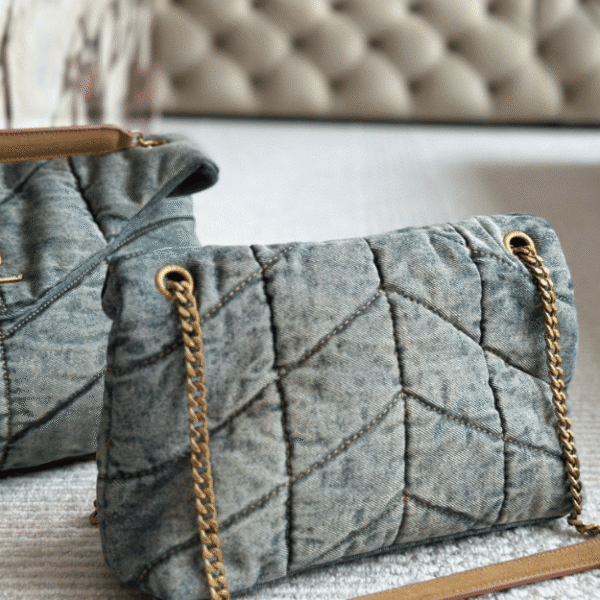Saint Laurent Loulou Puffer Bag Denim 11.4 Inches