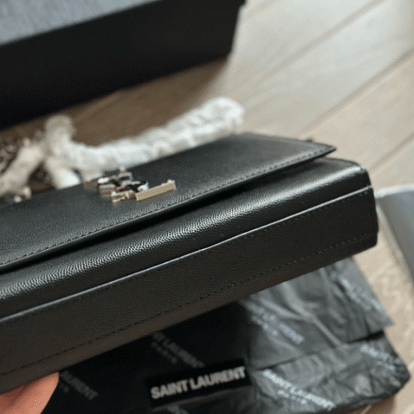 Saint Laurent Kate Bag Black Pebbled 7.9 Inches
