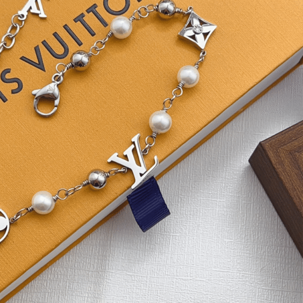 Louis Vuitton Monogram Pearl Charm Bracelet Silver-Tone