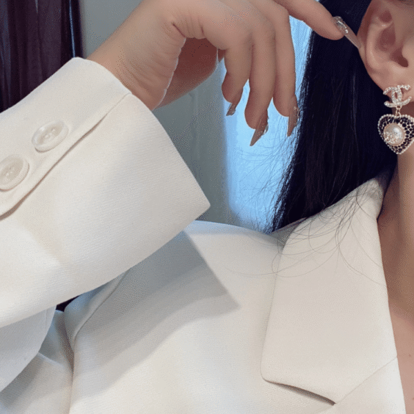 Chanel Cc Logo Heart Drop Earrings With Pearls And Rhinestones Black/White/Gold