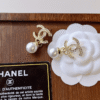 Chanel Cc Logo Drop Earrings With Pearls Gold-Tone