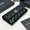 Chanel Quilted Long Flap Wallet Black 7.7 Inches