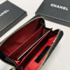 Chanel Zipped Coin Purse Black Gold Hardware 3.5 Inches