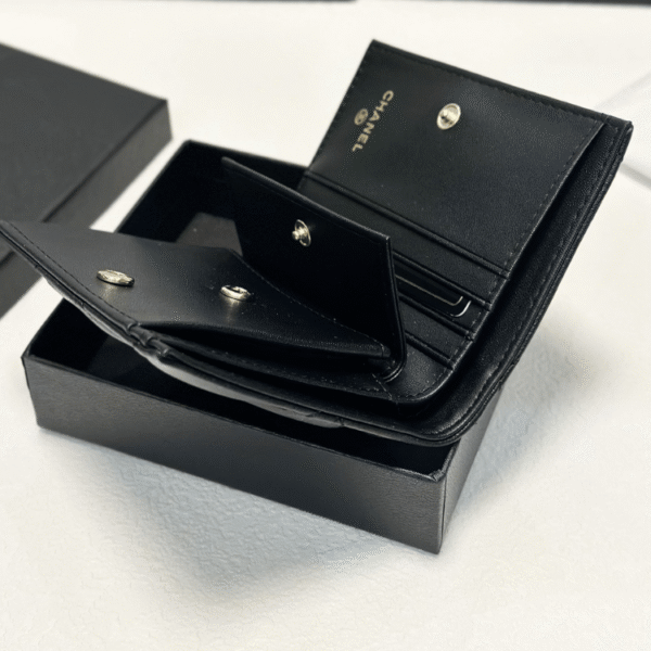 Chanel 19 Tri-Fold Wallet Black Gold/Chain Hardware 4.3 Inches