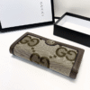 7-173 Gucci Jumbo Gg Monogram Flap Wallet Brown 7.5 Inches
