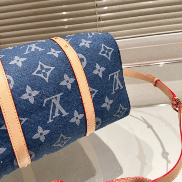 7-193 Louis Vuitton Keepall 30 Denim Monogram Blue 12 Inches