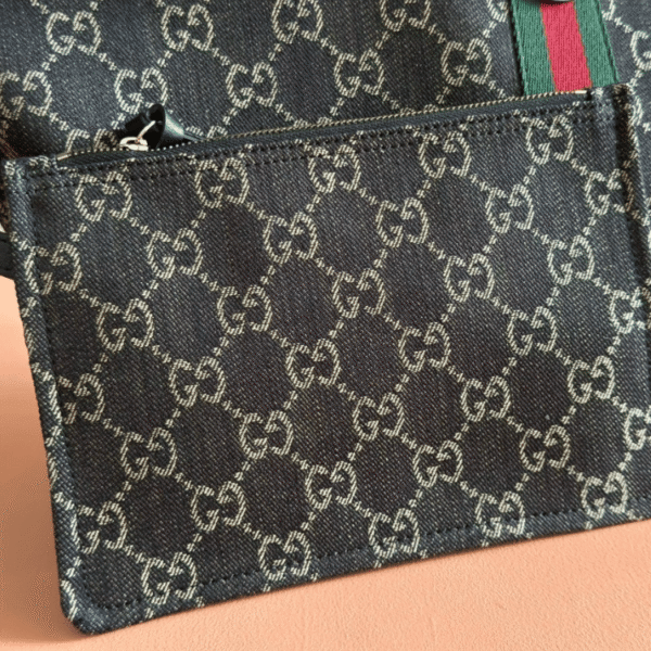 7-198 Gucci Gg Ophidia Giglio Tote Shoulder Bag Black 9.8 Inches 853971 FAFYU 1155