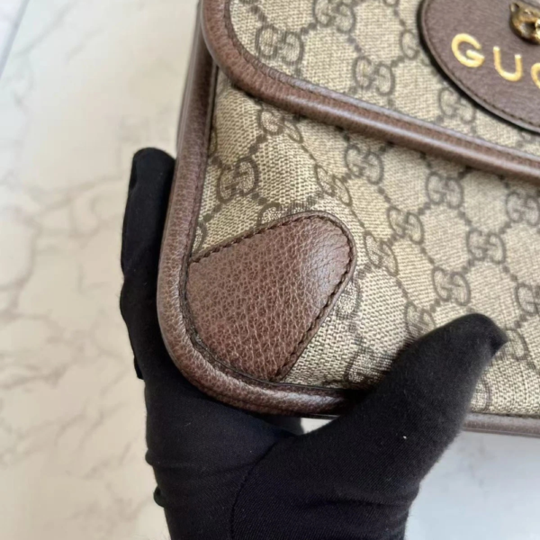 Gucci Neo Vintage GG Supreme Messenger Bag Brown Canvas Leather brown small