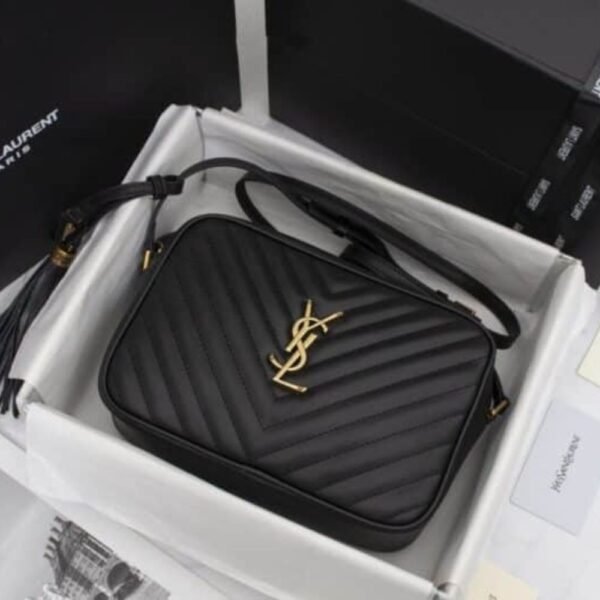 7-30 Saint Laurent Lou Camera Bag In Quilted Black Gold Leather 9 Inches 612544Dv7071000