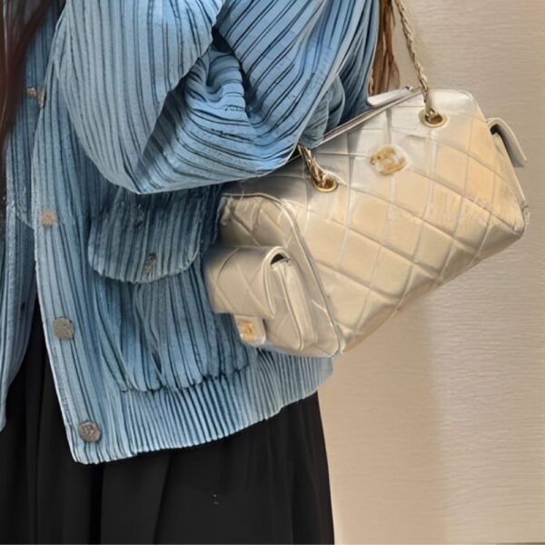 Chanel Small Bowling Bag Light Beige 9.8 Inches
