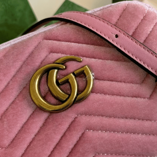 Gucci Gg Marmont Velvet Camera Bag Pink 9.4 Inches