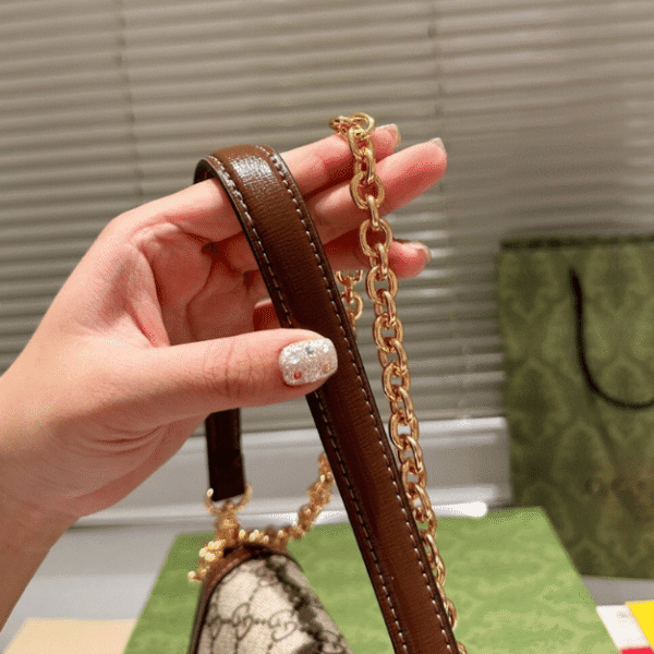 Gucci Horsebit 1955 Asymmetric Shoulder Bag Brown 7.9 Inches