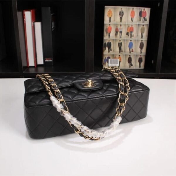 Chanel Classic Flap Black Gold Hardware 9.8 Inches