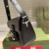 Gucci Horsebit 1955 Asymmetric Shoulder Bag Black 7.9 Inches