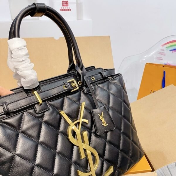 Saint Laurent Calfskin Leather Handbag Black 33Cm
