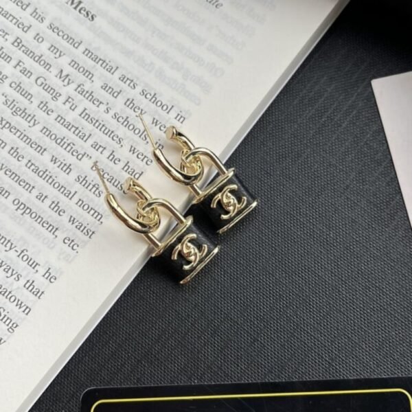 Chanel Padlock Drop Earrings With Black Enamel ABG000 B20851 U1561