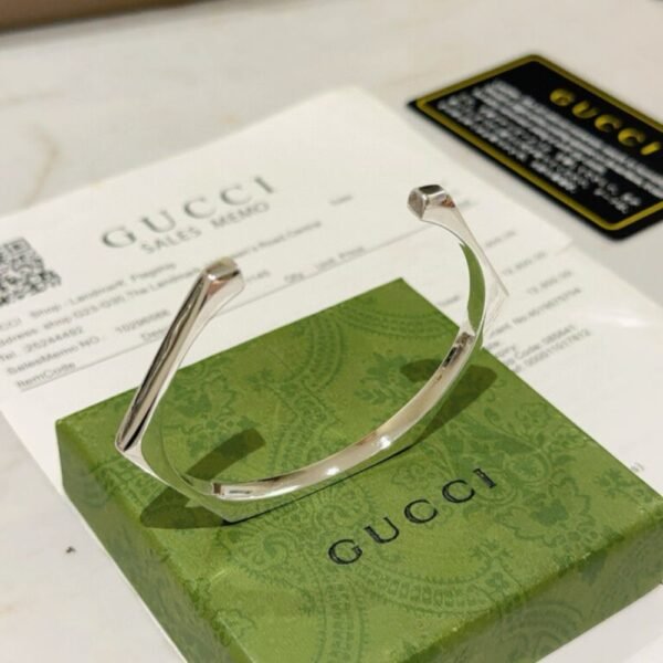 Gucci Trademark Sterling Silver Geometric Cuff Bracelet