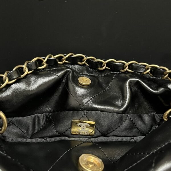 [Premium Quality] – Chanel 22 Mini Handbag Shiny Crystal Pearls Gold Tone Metal Black 7.8 Inches As3980 B10672 94305