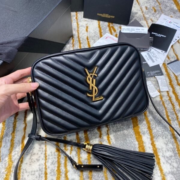 [Premium Quality] – Saint Laurent Lou Camera Bag In Quilted Black Gold Leather 9 Inches 612544Dv7071000