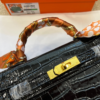 7-78 Hermès Kelly Mini Bag Black Crocodile 7.9 Inches