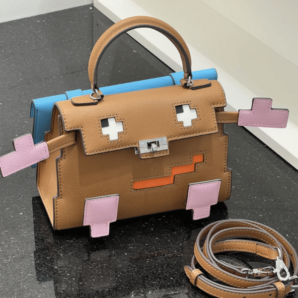 7-79 Hermès Kelly Pixel Bag Tan/Multi-Color 7.9 Inches