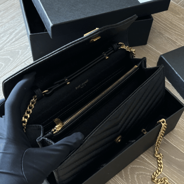 Saint Laurent Matelassé Envelope Bag Black 8.7 Inches