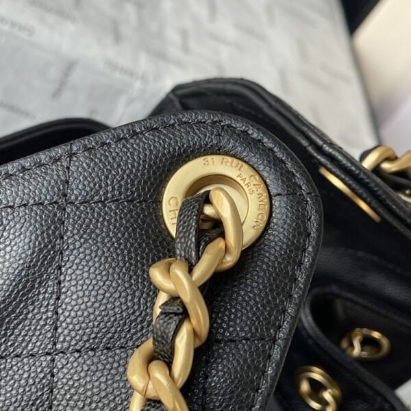 [Premium Quality] – Chanel 25 Small Handbag Grained And Gold Tone Metal Black 10.2 Inches As5293 B20304 94305