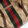 Gucci Mini Boston Bag Web GG Canvas Sand Dark Brown 7.5 Inches