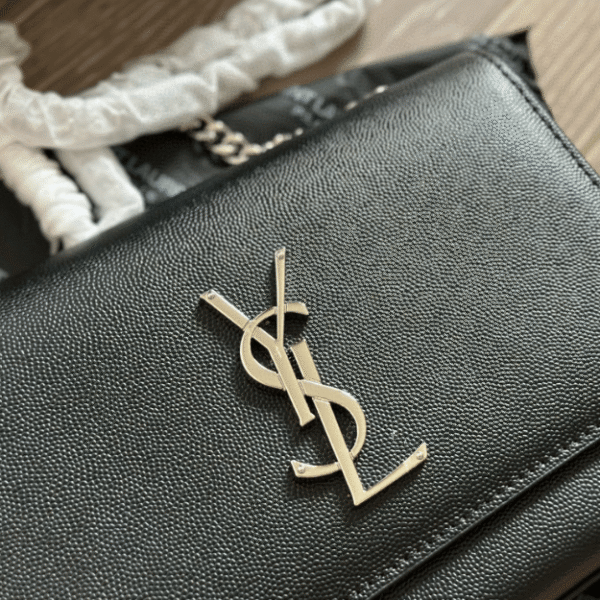 Saint Laurent Kate Bag Black Pebbled 7.9 Inches