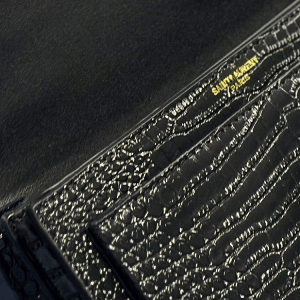 8-48 Saint Laurent Sunset Bag Black Croc 9 Inches 442906DND0J1000