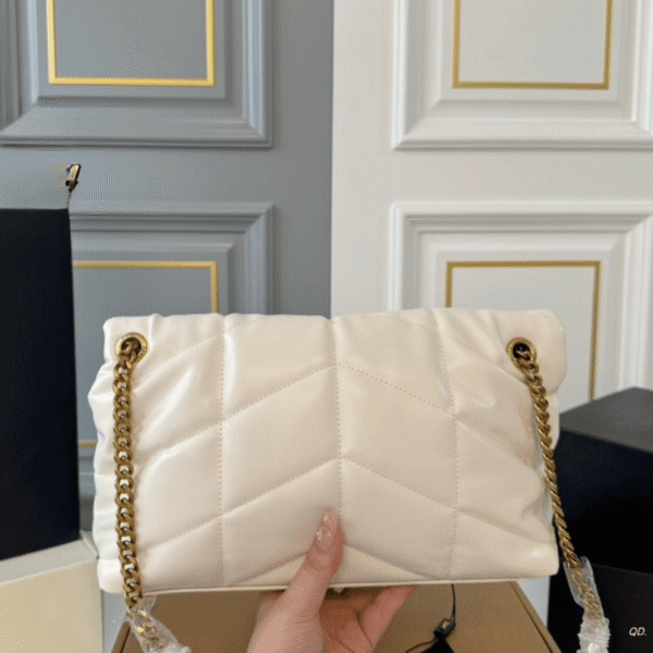 Saint Laurent Loulou Puffer Bag White 11 Inches 5774761El079207
