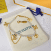 Louis Vuitton Monogram Flower Pearl Charm Bracelet Gold-Tone