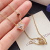 Louis Vuitton Monogram Flower Pendant Necklace Gold-Tone