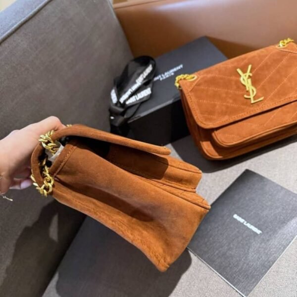 8-74 Saint Laurent Niki Baby Chain Bag In Suede Brown 11 Inches 6237483