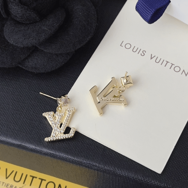 Louis Vuitton Lv Charm Drop Earrings Gold-Tone