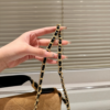 Chanel Large Flap Bag With Top Handle Shiny And Gold Tone Metal Beige Black 11.4 Inches As5637 B20827 U1536