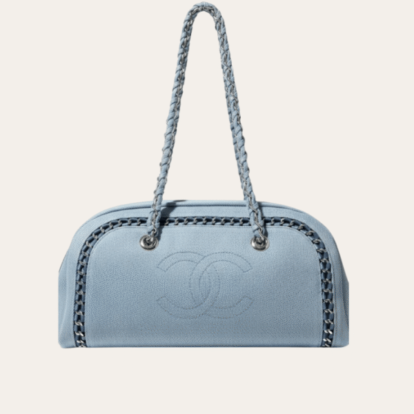 Chanel Bowling Bag Vintage Denim Blue 13.8 Inches