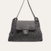 Chanel Quilted Denim Flap Bag Grey 11.8 Inches